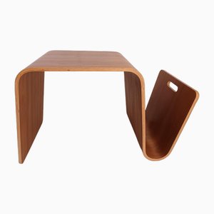 Mid-Century Danish Coffee Table and Magazine Rack in Bentwood