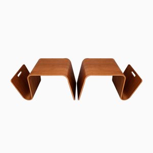 Mid-Century Danish Coffee Table and Magazine Rack in Bentwood, Set of 2