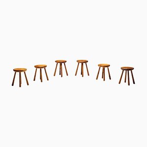 Minimalist Pine Stool by Charlotte Perriand, France, 1950s
