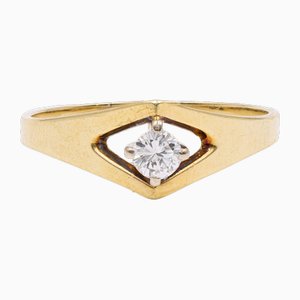 Vintage 14k Yellow Gold Ring with Diamond, 1970s