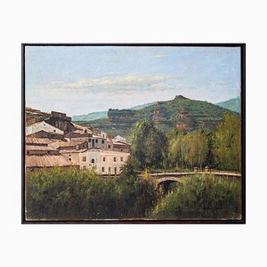 Benito Sanchez, Catalan Mountain Landscape with Bride, Oil on Canvas