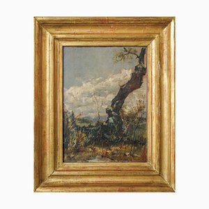 Estudio de un árbol, siglo XIX, pintura al óleo