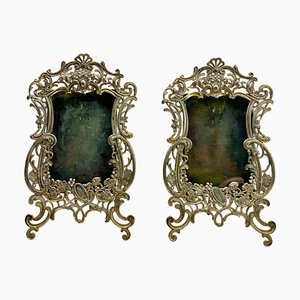 Lovers Knot Picture Frames with Glass Cover & Silver-Plating, 1860s, Set of 2