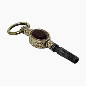 Small 19th Century Brass and Gold Watch-Key with Jasper Stones