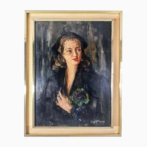 P. A. Gariazzo, Portrait, 1958, Oil Painting, Framed