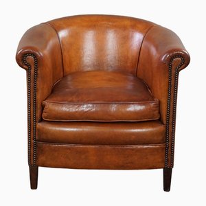 Leather Club Armchair with Warm Tones