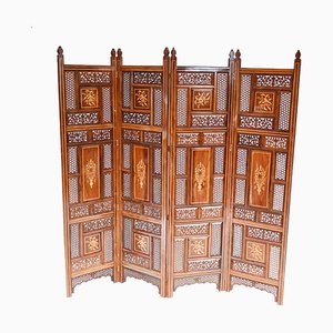 Damascan 4 Screen Panel Divider with Arabic Inlay