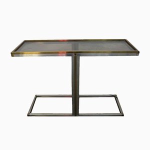 Italian Steel and Brass Console Table from Bonci, 1970s