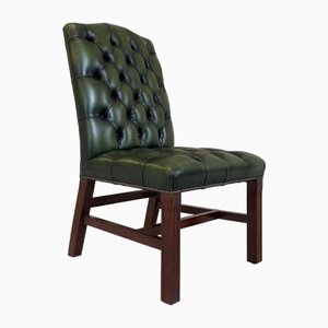 Chesterfield Dining Chair in Green Leather