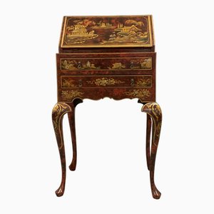 Writing Desk in Chinese Lacquer with Gilded Decoration and Tortoiseshell Imitation, 1950s