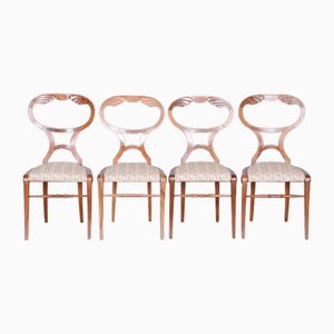 Biedermeier Dining Chairs in Oak & Walnut, Vienna, Austria, 1820s, Set of 4