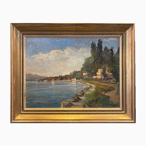 Harry Urban, Leman Lake, Geneva, Oil on Wood, Framed