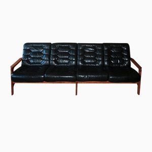 Dänisches Mid-Century 4-Sitzer Sofa aus Leder