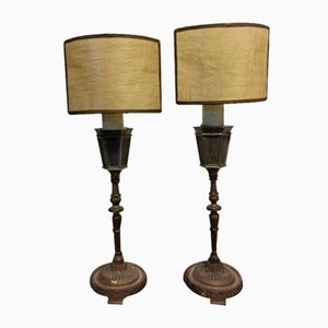 Empire Style Bedside Table Lamps in Parchment, Set of 2