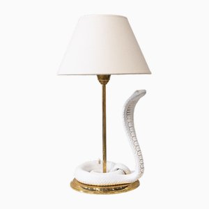 White Porcelain Table Lamp attributed to Tommaso Barbi, Italy, 1970s