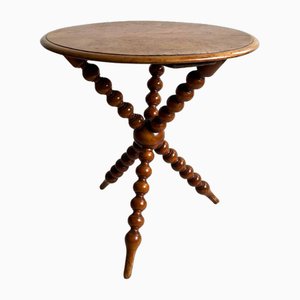 Gyspy Table with Walnut Top and Bobbin Legs, 1920s
