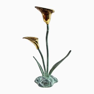 Art Nouveau Brass Candleholder, 1960s