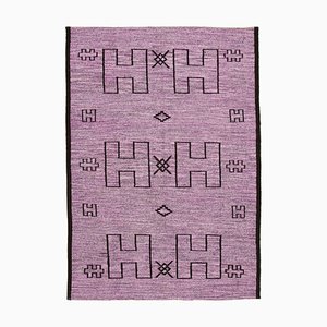 Grande tappeto Kilim Flatwave decorativo viola intrecciato a mano