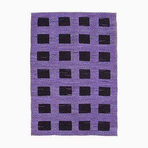 Vintage Purple Handmade Wool Flatweave Kilim Rug