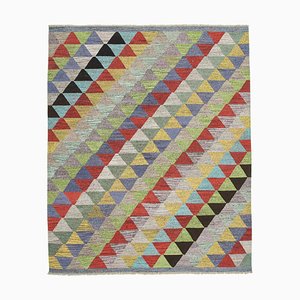 Alfombra Kilim de tejido plano de lana azul turca