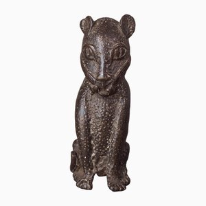 Escultura de leopardo de Benin africano del siglo XX, años 20