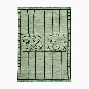 Alfombra Kilim vintage de tejido plano de lana verde