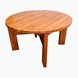 Wood Table with Integrated Extension attributed to Maison Regain, 1980s