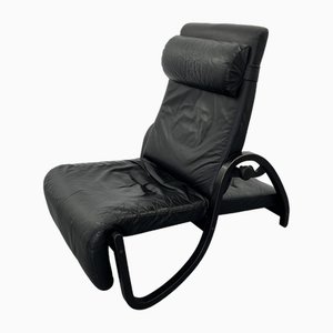 Sinus Lying Leather Black Chair from Westnofa, 1970s