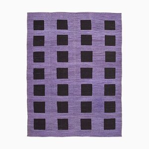 Tappeto Kilim Flatwave in lana viola fatto a mano, Turchia