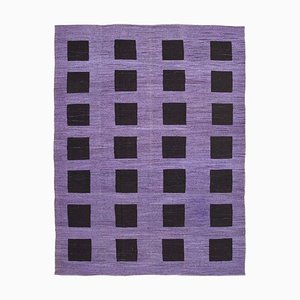 Turkish Purple Handmade Wool Flatwave Kilim Rug