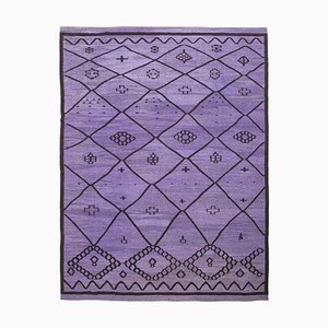 Grand tapis Kilim décoratif tissé à la main violet