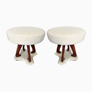 Mid-Century Modern Italian Stools in Wood and Marble by Lissone, 1950s, Set of 2
