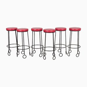 Tabourets Vintage Rouges, Set de 6