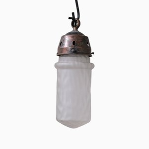 Petite Lampe à Suspension Mid-Century Cloudy en Verre Opaque, 1960s