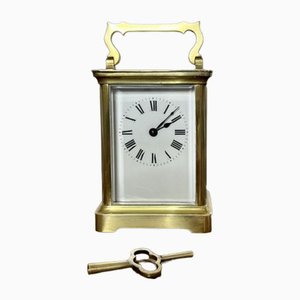 Reloj de carruaje victoriano de latón, década de 1880