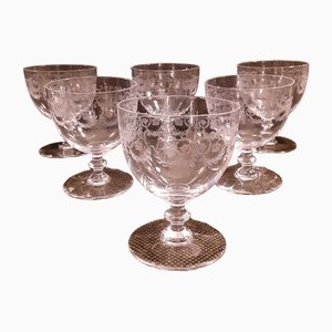 Copas de vino francesas de cristal de Baccarat, años 70. Juego de 6