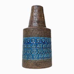 Italian Rimini Blue Stoneware Vase by Aldo Londi for Bitossi, 1960s