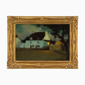 Joseph-Paul Mesle, White House at Dusk, Brittany, 1920s, Oil Painting