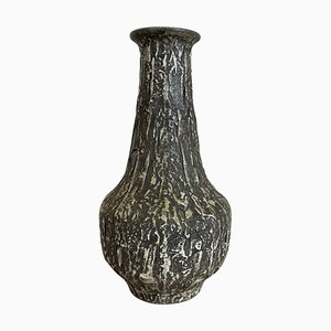 Brutalist Fat Lava Vase in Grey Ceramic attributed to Ilkra, Germany, 1970s