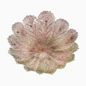 Pink Blossom Ceiling Light in Murano Glass, 1980s