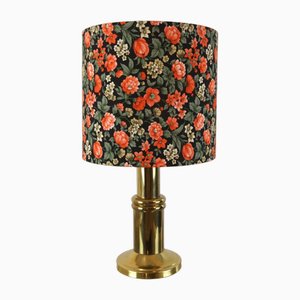 Mid-Century Brass-Colored Table Lamp in Floral