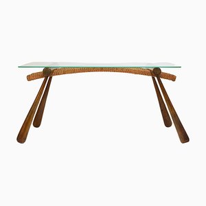 Mid-Century Coffee Occasional Side Table in Maple & Rope by Max Kment, Austria, 1950s