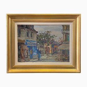 Harry Urban, Place Du Tertre Paris, 1950s, Huile sur Bois