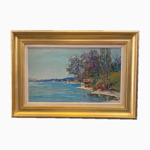 Harry Urban, Orilla del lago Leman, óleo sobre madera, 1943