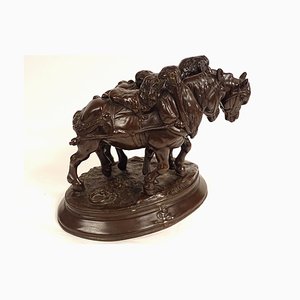 Emmanuel Fremiet, Towing Horses, 1800s, Bronze