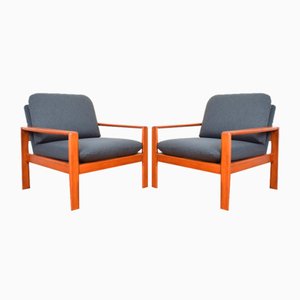 Poltrone Mid-Century in teak, Danimarca, anni '70, set di 2