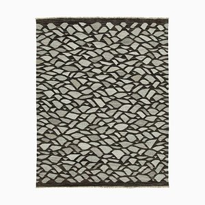 Grauer handgearbeiteter Flatwave Kelim Teppich aus anatolischer Wolle, 2010er