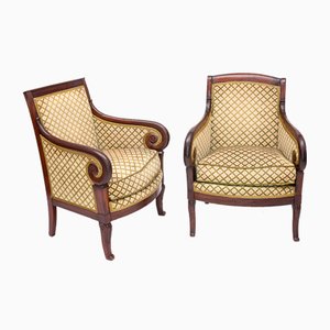 Set of Empire Armchairs in Silk Velvet