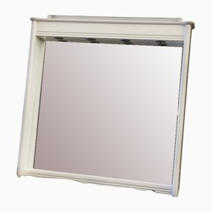 Specchio bianco con illuminazione, anni '90