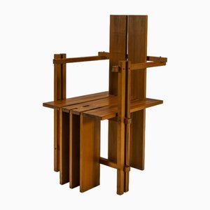 Architektur Stuhl mit Lattenrost aus Birke von Elly Hoof, Niederlande, 1970er